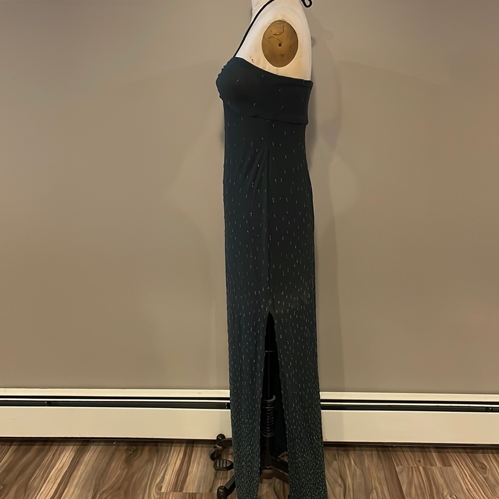 Beaded strapless halter dark green cocktail dress - handmade, beautiful! - Picture 4 of 8